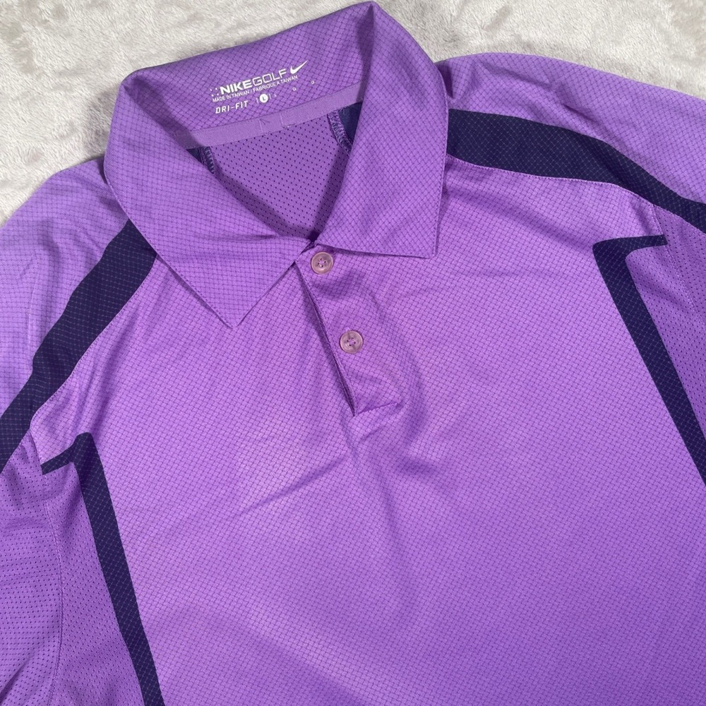Nike‎ Golf Polo Dri-FIT Mens Large Purple Short Sleeve Shirt Rayon